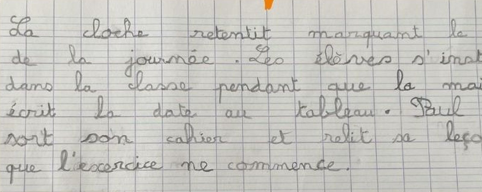 Écriture de Louis après 6 séances : le même texte, aux lettres régulières et lisibles