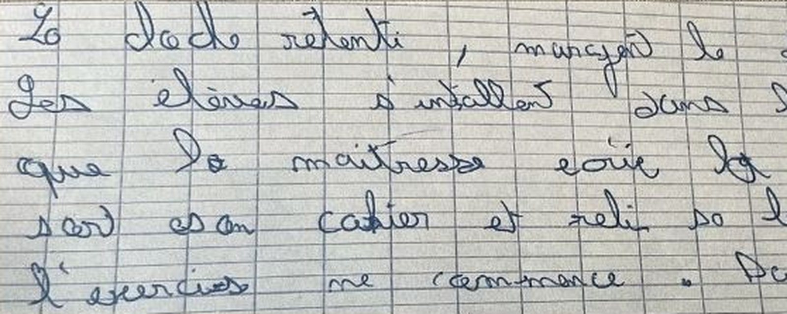 Écriture de Louis avant l'accompagnement : un texte manuscrit aux lettres irrégulières, difficile à déchiffrer