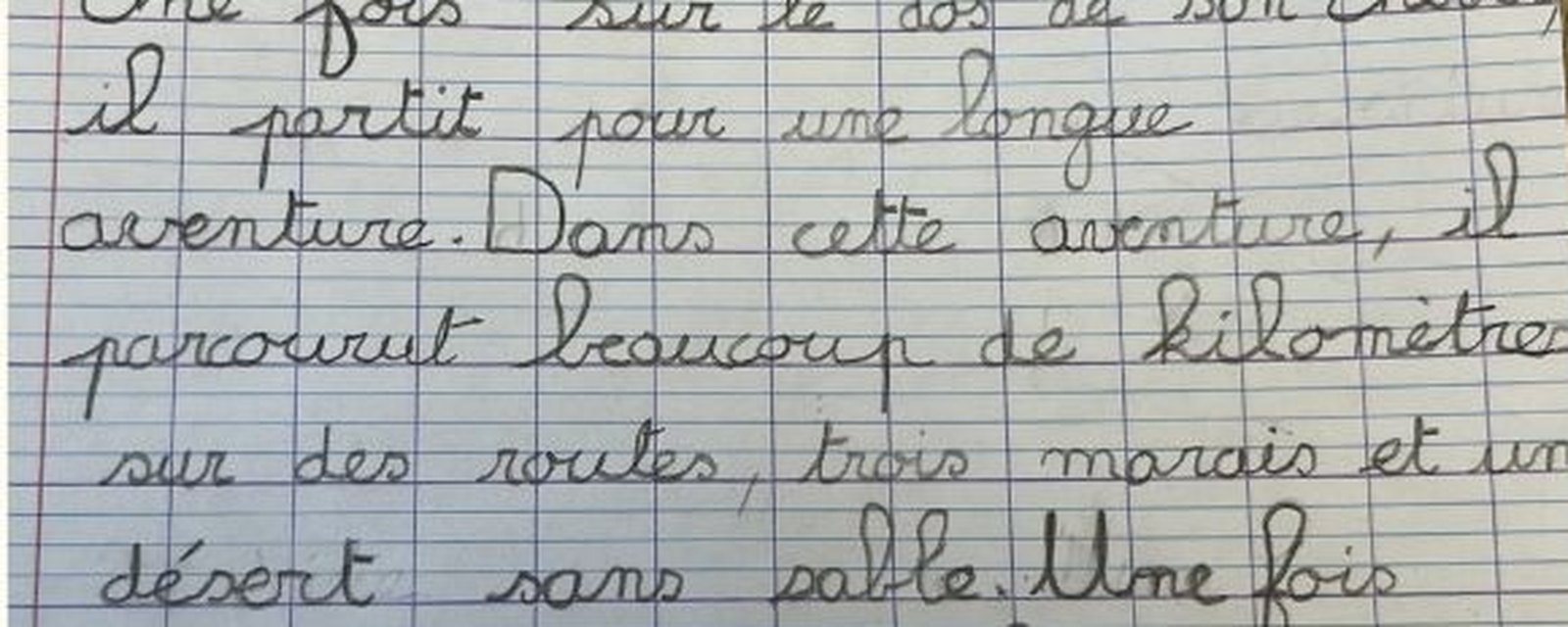 Copie de Rafaël après 5 séances : le même texte, à l'écriture nette et régulière